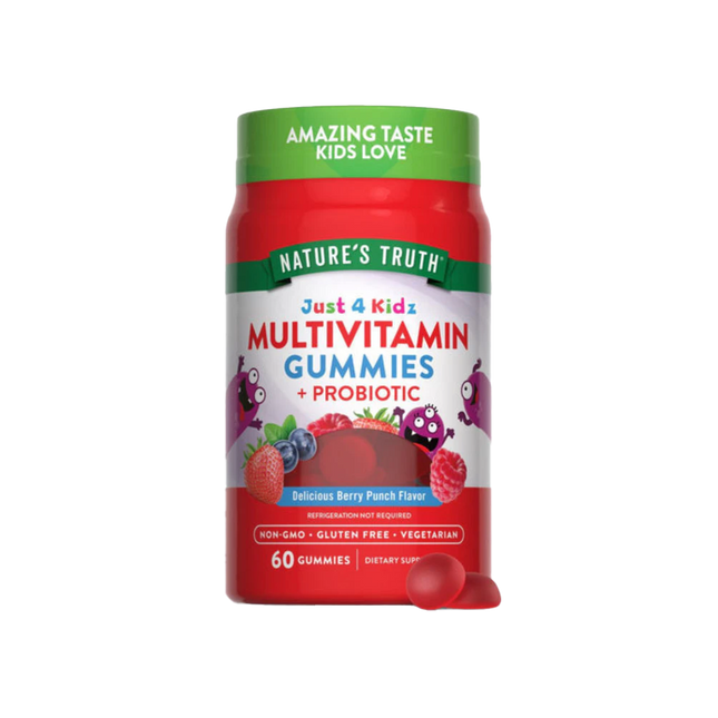 Nature’s Truth Kids Multivitamin + Probiotic Gummies – Berry Punch Flavor