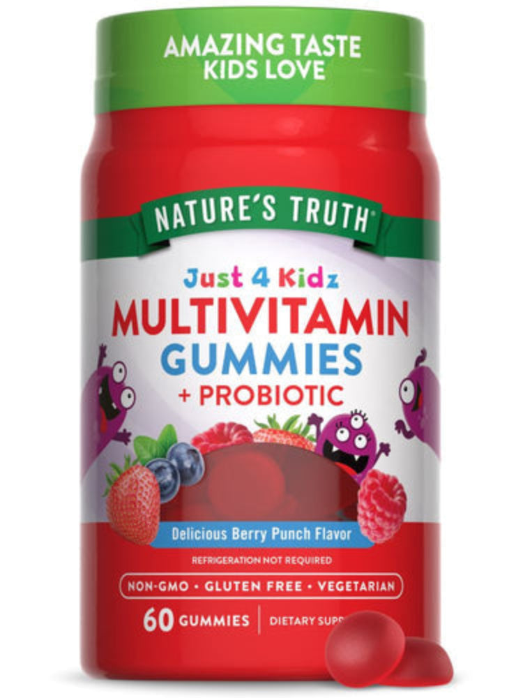 Nature’s Truth Kids Multivitamin + Probiotic Gummies – Berry Punch Flavor