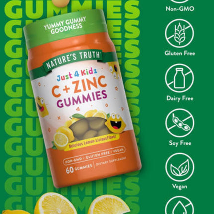 Nature’s Truth Kids Vitamin C + Zinc Gummies – Lemon Flavor